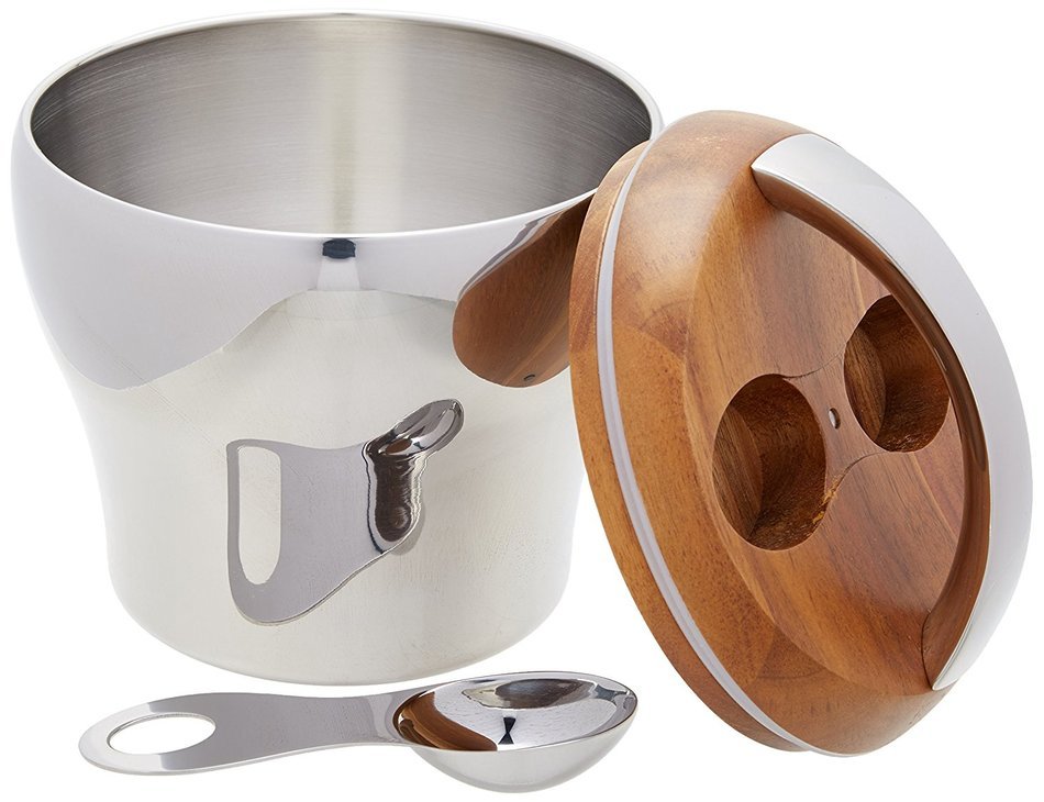 Nambe Bulbo Tea Canister with Scoop, Silver