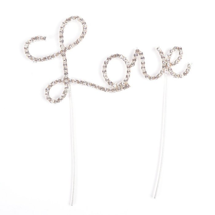 KLOUD City@ Crystal Rhinestone Bling Silver Wedding Love Cake Top Topper (Word "Love")