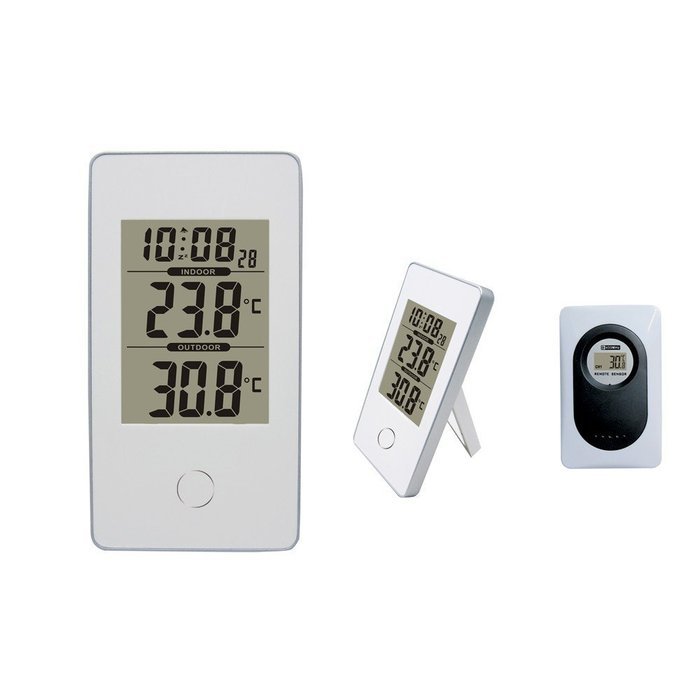 Simple Style Wireless Weather Station White Indoor/Outdoor Digital Thermometer Snooze/Alarm Clock