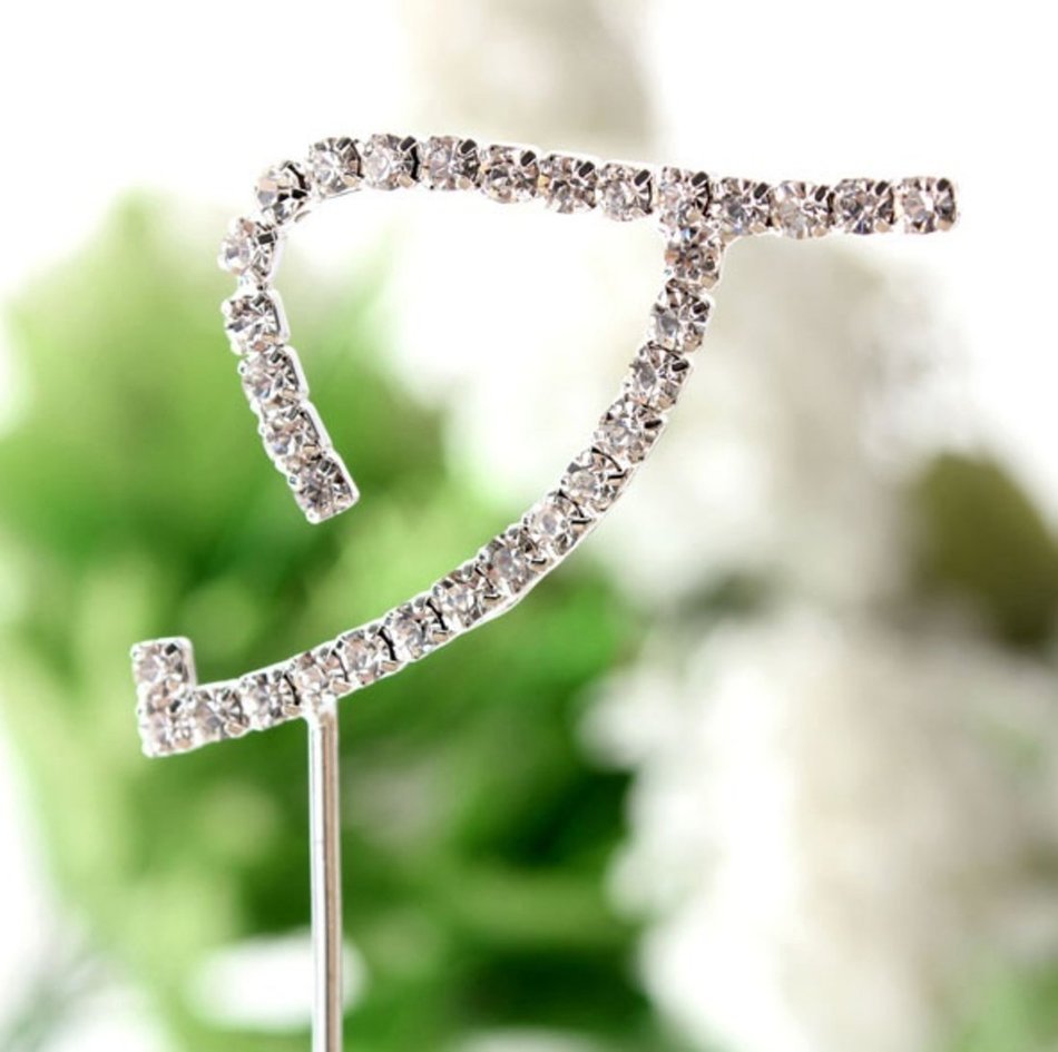 26 English Letters Monogram Decor Crystal Rhinestone Cake Topper Decoration for Birthday Party Wedding - Silver... N3