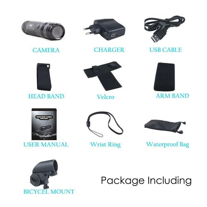 CAMPARK 2MP 720P Waterproof Sports Helmet DVR Action Hunting Camera Recording Wide-angle Lens Multifunction Camcorder N3
