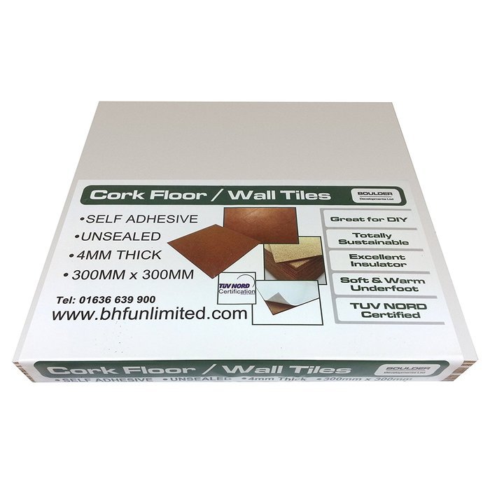 16 X NATURAL CORK TILES (SELF ADHESIVE) FOR FLOOR/WALL/DIY 300x300mm (4mm thick) N4