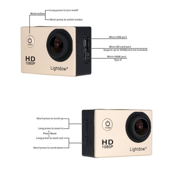 Lightdow LD4000 1080P HD Sports Action Camera Bundle with DSP:NT96650 Chip, 1.5-Inch LPS-TFT LCD, 170&deg; Wide Angle... N10