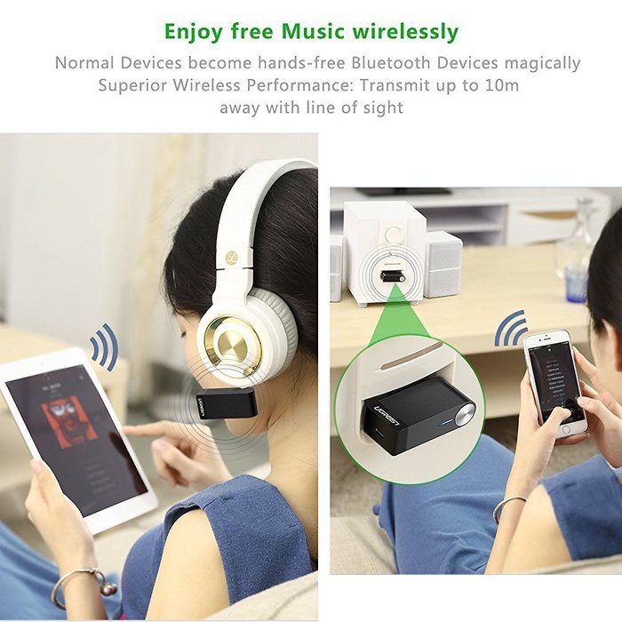 Bluetooth Receiver, Ugreen 3.5mm Aux Bluetooth 4.1 Receiver Audio Music Car Receiver Bluetooth Car Speaker, with...