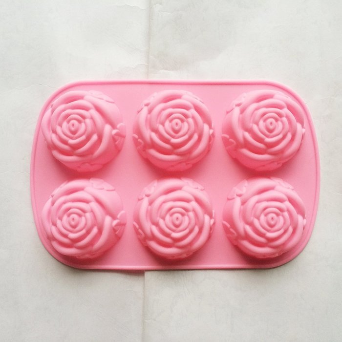 LARGE 6 holes ROSE roses flower Jelly Soap pastry Cake Baking Chocolate Sugar paste wax Silicone MOULD Candy Mold...