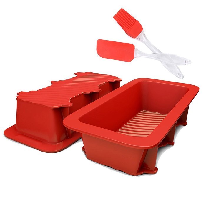 SASRL Silicone Loaf and Bread Pan - Red ,Nonstick,Commercial Grade（2PCS） N5