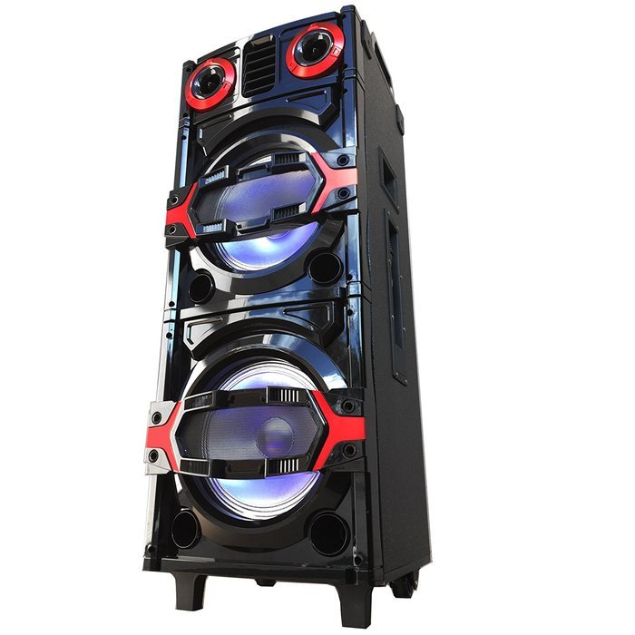 EMB PKL122PRO 1800W Double 10" Woofer w/ LED Lights - Trolley LOUD Portable Speaker System - Built-in Bluetooth... N4
