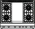American Range ARROB436GDN Performer Series 36 Open Burner All Gas Range - Stainless Steel