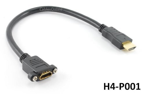 CablesOnline 1ft Hi-Speed HDMI 1.4 w/Ethernet Channel M to F Panel Mount Extension Cable, (H4-P001) N2