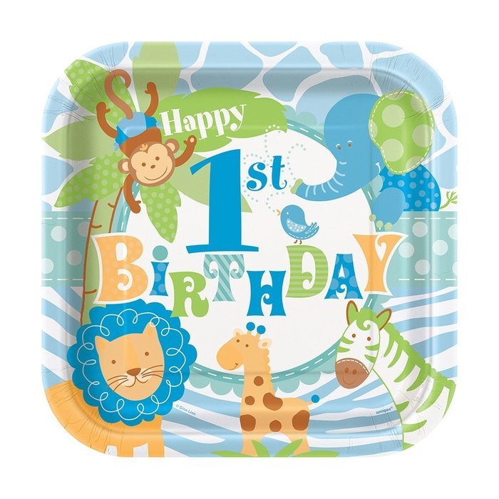 Blue Safari First Birthday Cupcake Kit for 24 N2