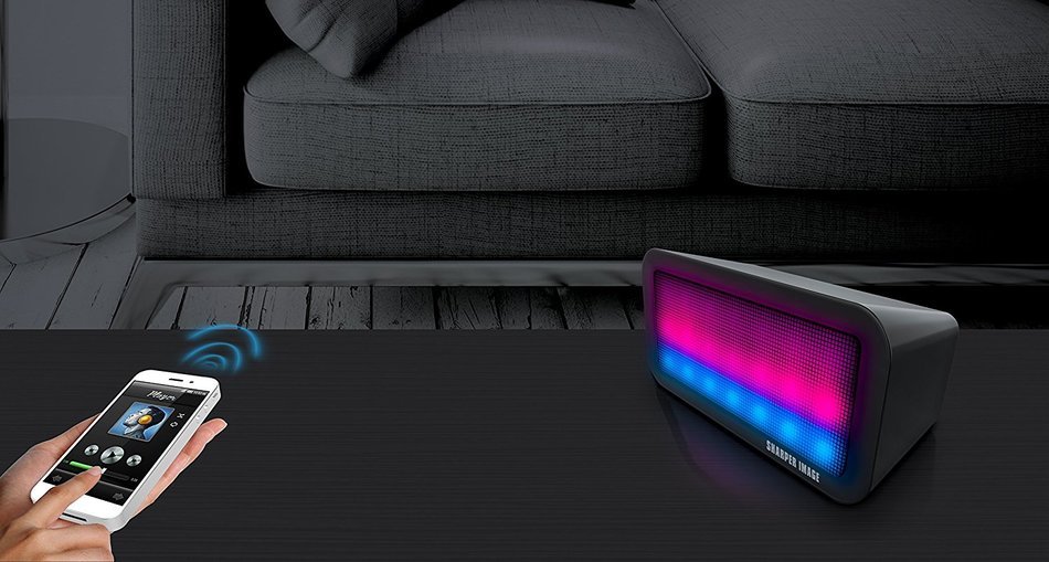 Sharper Image Sound-Responsive Wireless Bluetooth Speaker with Animated LED Light Show (Black) N2