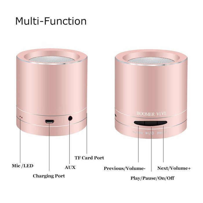 Rose Gold Bluetooth Speaker By BOOMER VIVI Portable Mini Bluetooth Speaker Wireless Loud Speaker With Clear Sound... N15