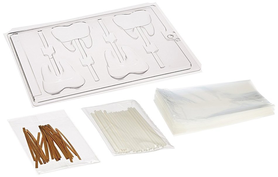 Cybrtrayd 45St50-J034 Tooth Lolly Chocolate Candy Mold with 50 Cybrtrayd 4.5" Lollipop Sticks