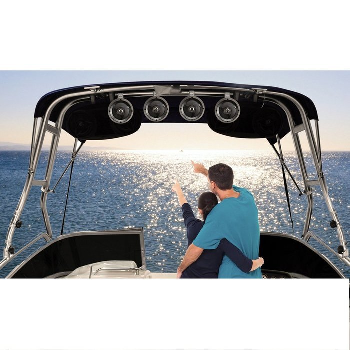 Pyle PLUTVA102 Waterproof Dual Wakeboard Speaker and Amplifier Sound System Kit, Includes (2) 4'' Marine Grade... N6