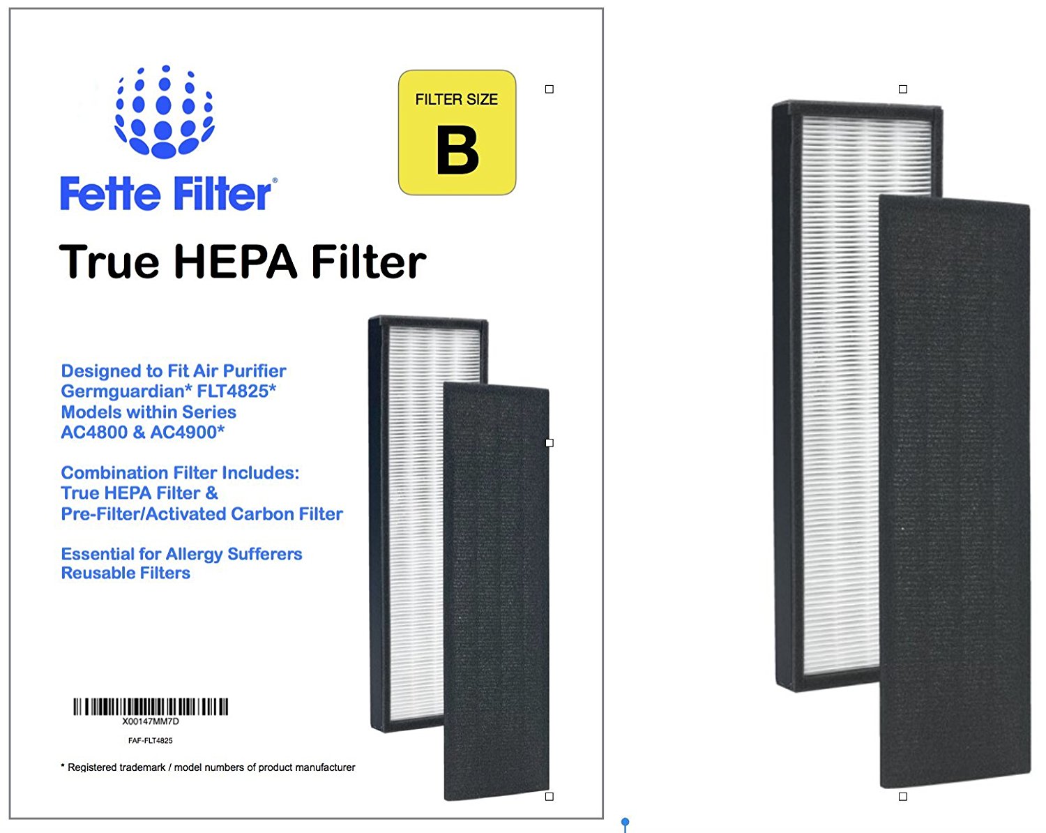 Fette Filter True HEPA Filter Compatiable With GermGuardian FLT4825 ...