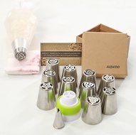 Russian Piping Tips Set | Reusable Cake Decorating Icing Supplies | 10 Disposable Large Frosting Pastry Bags &amp;... N2