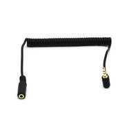 Coiled 3.5mm Jack Audio Cable - Riipoo 5 Feet 90 Degree Angle 3 Pole TRS 3.5mm Male to Female Stereo Jack Audio...