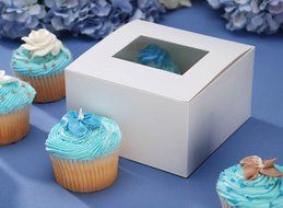 Darice 1404-282, Pastry Box with Window, 4-Piece package 6-Inch-by-6-Inch-by-3-1/2-Inch