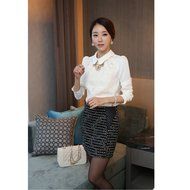 Evtech(tm) Women's Floral Long-sleeve Collar Pullover Polo Slim Casual Fashion Style Shirt - S N9