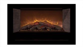 Modern Flames Home Fire Series Electric Fireplace with Log Set and Red Herringbone Side Panels, 42-Inch N4