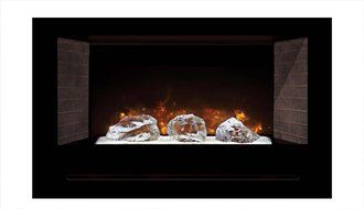 Modern Flames Home Fire Series Electric Fireplace with Log Set and Red Herringbone Side Panels, 42-Inch N5