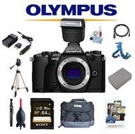 Olympus OM-D E-M5 Mark II Digital Camera (Black) + Olympus FL-LM3 Flash w/ Sony 64GB + Tripod + Flexpod + Case...