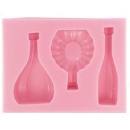 3 Cavities Mini Wine Bottles Silicone Cake Decorating Mold, Sugarcraft Fondant Gunpaste Cake Decoration Cupcake...