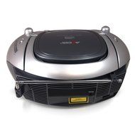 AXESS PB2708 Portable MP3/CD Player with AM/FM Radio Boombox with Aux Jack (Silver) N2