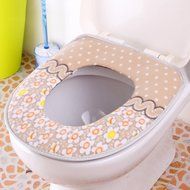 Spritech(TM) Soft Bathroom Warmer Washable Velveteen Cartoon Pattern Toilet Seat Cover Pads Color Random N5