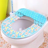 Spritech(TM) Soft Bathroom Warmer Washable Velveteen Cartoon Pattern Toilet Seat Cover Pads Color Random N6