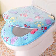 Spritech(TM) Soft Bathroom Warmer Washable Velveteen Cartoon Pattern Toilet Seat Cover Pads Color Random N7