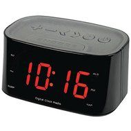 AM/FM clock radio with large LED Digit display, Digital Tuning, Black