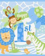 Blue Safari First Birthday Cupcake Kit for 24 N7