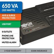 Tripp Lite 750VA UPS Battery Backup, 450W AVR Line Interactive, USB, Ultra-Compact (AVR750U) N2