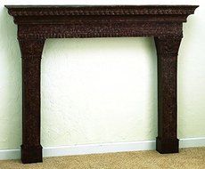 Ornate Brown Iron Fireplace Mantel | Embossed Shelf Old World N2