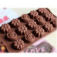 Kamlife KT 15-Cavity Flower Cake Chocolate Pan Candy Silicone Baking Mold Tray&pound;&uml;15-Cavity Flower&pound;&copy; N3