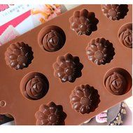 Kamlife KT 15-Cavity Flower Cake Chocolate Pan Candy Silicone Baking Mold Tray&pound;&uml;15-Cavity Flower&pound;&copy; N4