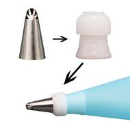 7-Piece Russian Piping Tips with One Coupler and One Silicone Pastry Piping Bag, SOOKOO Stainless Steel Ruffle... N2