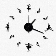 MuLuo Music Ballet Girl Wall Clock DIY Acrylic Mirror Wall Stickers Watches Home Decor Clock black