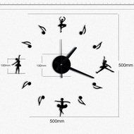 MuLuo Music Ballet Girl Wall Clock DIY Acrylic Mirror Wall Stickers Watches Home Decor Clock black N2