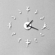 MuLuo Music Ballet Girl Wall Clock DIY Acrylic Mirror Wall Stickers Watches Home Decor Clock black N3