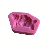 FLY 3D Silicone Molds Snowman Shape Muffin Fondant Mold,Pink
