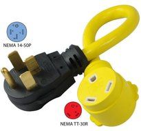 OMWAH 50A Male to 30A Female RV Power Pigtail Adapter Connector