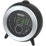 Jensen Compact AM/FM Dual Time Projection Alarm Clock Radio with Large Easy to Read Backlit LED Display N3