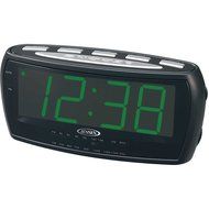 Jensen Compact AM/FM Dual Time Projection Alarm Clock Radio with Large Easy to Read Backlit LED Display N4