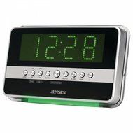 Jensen Compact AM/FM Dual Time Projection Alarm Clock Radio with Large Easy to Read Backlit LED Display N5