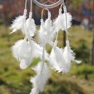 Creazy Handmade Dream Catcher Circular Net With feathers Wall Hanging Decoration Decor Ornament Craft Gift (White) N2