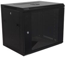 9U Wallmount Cabinet Enclosure 19-Inch Network Rack Locking Glass Door 18&#039;&#039; Deep N2