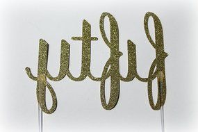 Handmade 50th Fifty Birthday Cake Topper Decoration - Made in USA with Double Sided Gold Glitter Stock