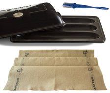 Emile Henry Ceramic Baguette Baker Charcoal, Mure &amp; Peyrot Longuet Lame, Couche Proofing Cloth 23.5 x 35.5, Bundle